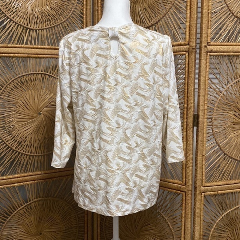 BonWorth Womens Medium Fun Print Blouse Stretchy Three Quarter Length Sleeves - Picture 4 of 7